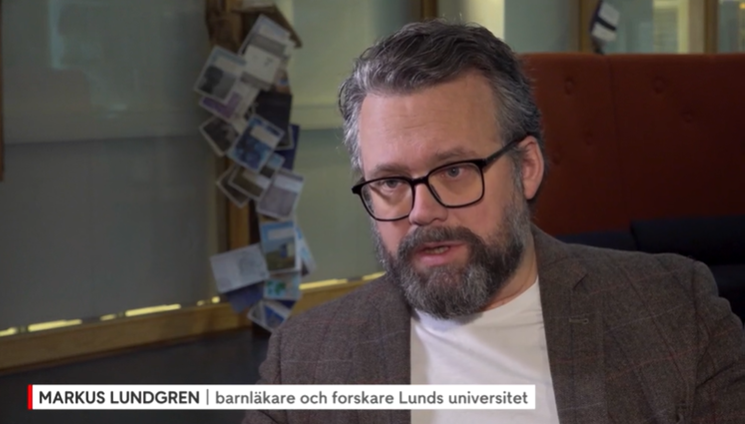 Barnläkare och forskare Markus Lundgren. Foto från TV4.